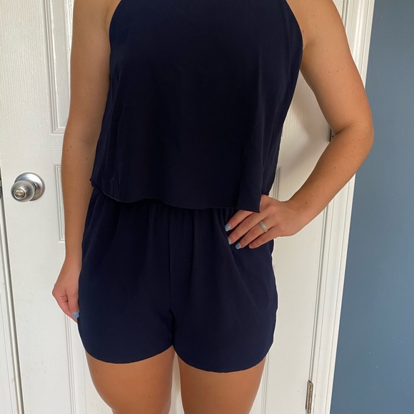 Navy Blue romper with keyhole back - Picture 3 of 6
